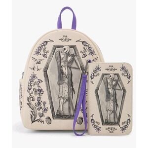 Loungefly Nightmare Before Christmas Jack & Sally Coffin Backpack & Tech Wallet